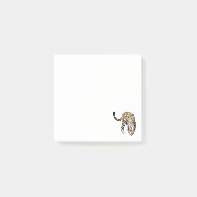 vattenfärgsleopard djungelkattmålad grönt av djur post-it block (Framsida)