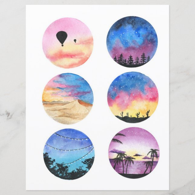 Vattenfärgsliggande cirkel för utskärning och koll (Framsida)