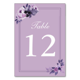VattenfärgsLila Blommigt Bröllop Bordsnummer