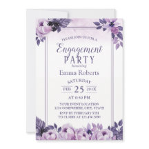 VattenfärgsLila Blommigt Bröllop Förlovningsfest