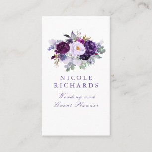 VattenfärgsLila Blommigt Elegant Bohemian Visitkort