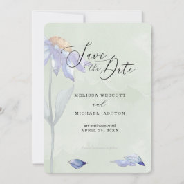 VattenfärgsLila Daisy Rustic Sage Grönt Bröllop Spara Datumet