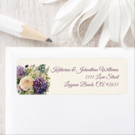 VattenfärgsLila Flower Bouquet-Bröllop- Returadress Etikett