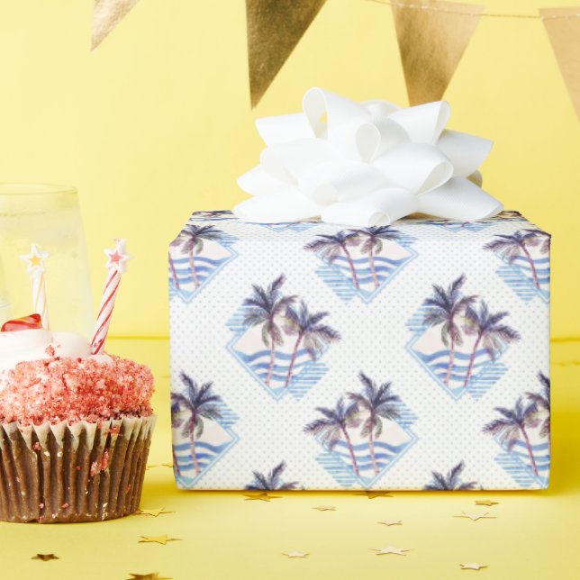 VattenfärgsLila Geometric Handflatan Träd Mönster Presentpapper (Födelsedagsfest)