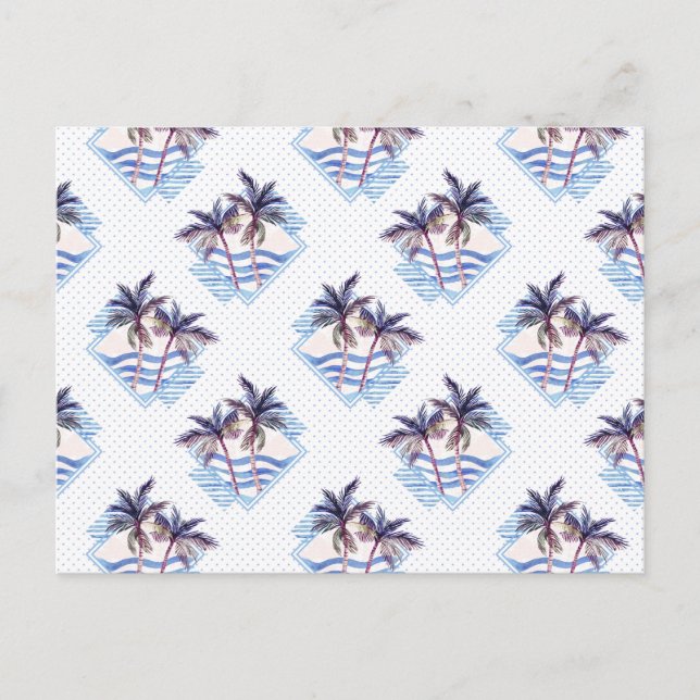 VattenfärgsLila Geometric Handflatan Träd Mönster Vykort (Framsida)