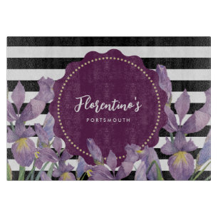 VattenfärgsLila Iris Black White Rand Mönster