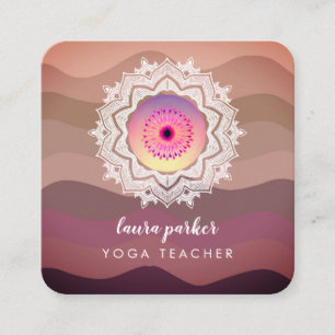 VattenfärgsLila Mandala Meditation Yoga Boho Fyrkantigt Visitkort