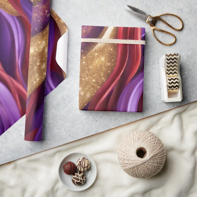 VattenfärgsLila, Röda och Guld Bläck Valentineser Presentpapper (Hantverk)