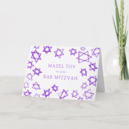 VattenfärgsLila Stars MAZEL TOV Pub Bat mitzvah Kort