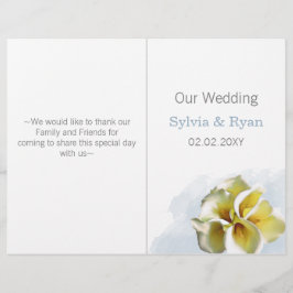 vattenfärgslilies bi-fold Bröllopsprogram