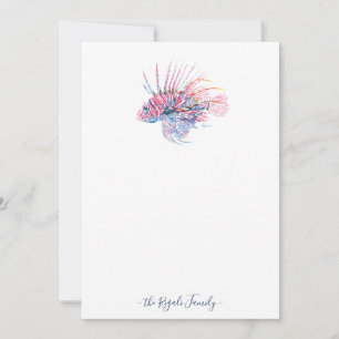 Vattenfärgslionfish Personlig Stationery Anteckningskort