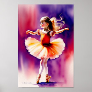 vattenfärgsliten ballerina poster utskrift