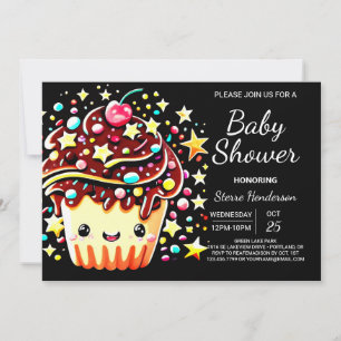 Vattenfärgsliten kokning Muffin Boy Shower Inbjudningar