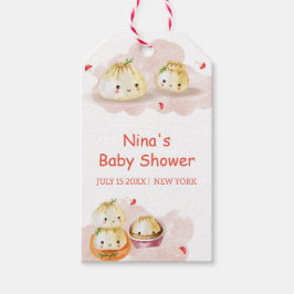 Vattenfärgsliten liten dupling Mushroom Baby Showe Presentetikett