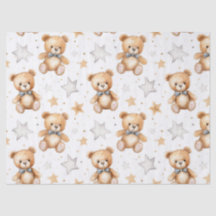 Vattenfärgsliten Ljust Cute Bear Star Nursery Deco