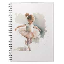 vattenfärgsliten, söt ballerina i en rosa klänning anteckningsbok