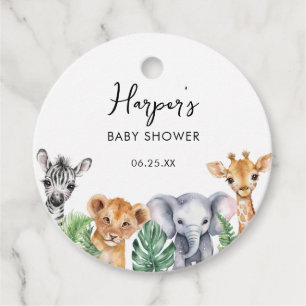 Vattenfärgsliten Vild En safari Baby Shower Gåvor Etiketter