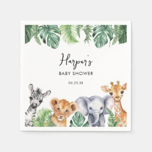 Vattenfärgsliten Vild En safari Baby Shower Pappersservett