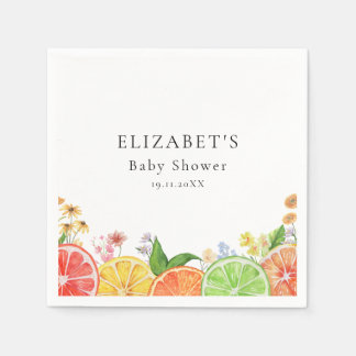 VattenfärgsLittle Cutie Citrus Baby Shower Pappersservett