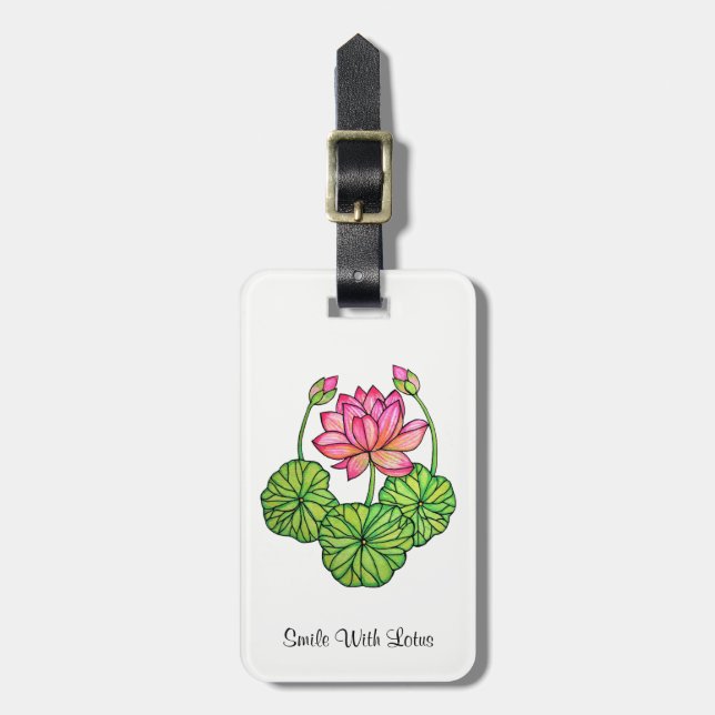VattenfärgsLotus med Buds & Löv Rosa Bagagebricka (Vertikal Framsida)