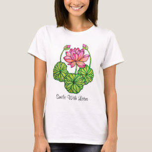 VattenfärgsLotus med Buds & Löv Rosa Tee Shirt