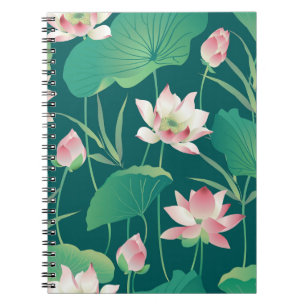 Vattenfärgslotus: vintage sömlösa blommor. anteckningsbok