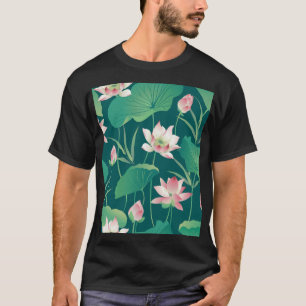 Vattenfärgslotus: vintage sömlösa blommor. t shirt