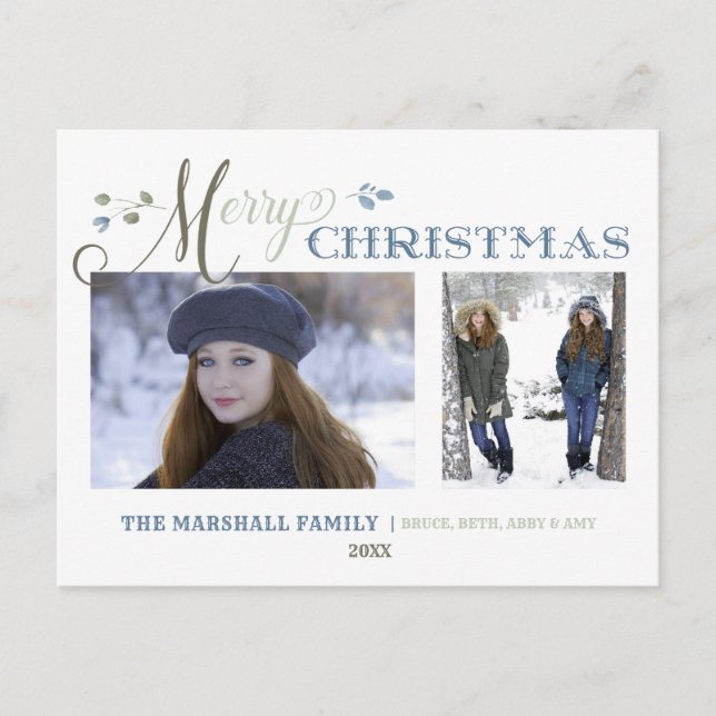 VattenfärgsLöv | 2 Foto | GOD JUL Helg Vykort (Framsida)