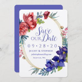 Vattenfärgslycka Bröllop | Spara vårt datum Inbjudningar