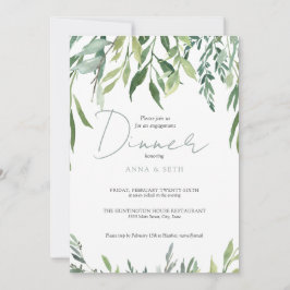 Vattenfärgsmagasin Greenery Förlovning Middag Inbjudningar