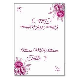 VattenfärgsMagenta Peony-Vegetarian-Bröllop- Bordsnummer