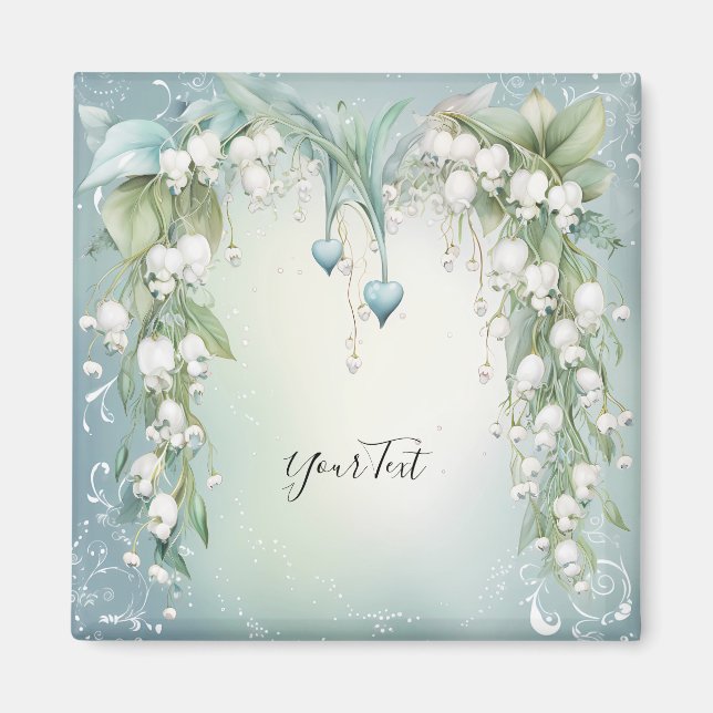 Vattenfärgsmagnet med liljekonvalj magnet (Framsidan)