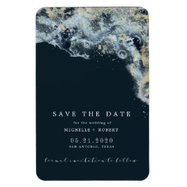 Vattenfärgsmagnet vågar guld bröllop spara datum magnet