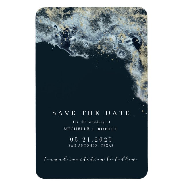 Vattenfärgsmagnet vågar guld bröllop spara datum magnet (Vertikal)