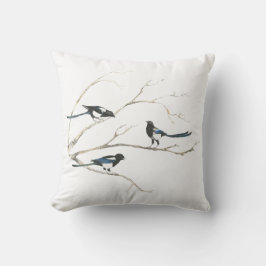 Vattenfärgsmagpie Bird Family Animal Kudde