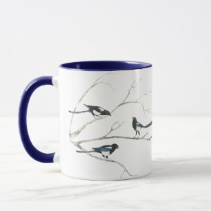 Vattenfärgsmagpie Bird Family Animal Mugg