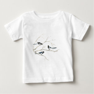 Vattenfärgsmagpie Bird Family Animal Tee Shirt