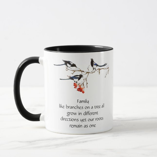 VattenfärgsMagpie-familjens animaliska art Mugg (Vänster)
