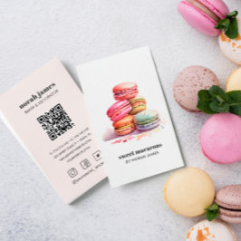 Vattenfärgsmakaroner Sweet Cake Social Icon QR COD Visitkort