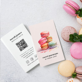 Vattenfärgsmakaroner Sweet Cake Social Icon QR COD Visitkort