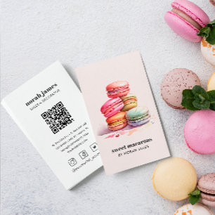 Vattenfärgsmakaroner Sweet Cake Social Icon QR COD Visitkort