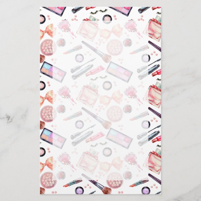 VattenfärgsMakeup Mönster Brevpapper (Framsida)