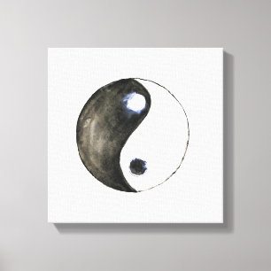 vattenfärgsmåla yin yang-symbolkonst canvastryck