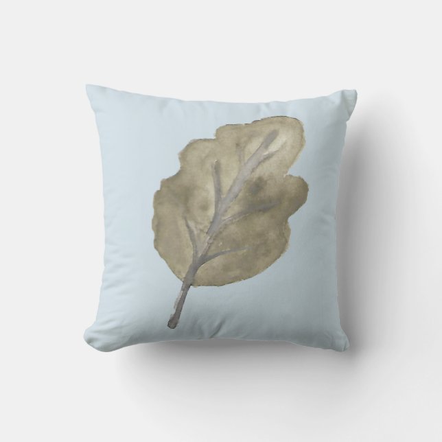 Vattenfärgsmålad Oak Löv Art Kudde (Framsida)