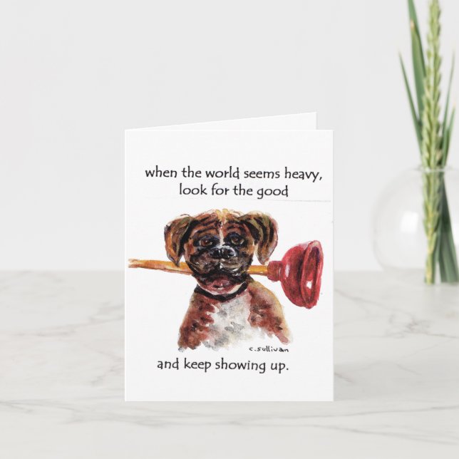 vattenfärgsmålare Boxer + Paradise,CA-brandartikel Tack Kort (Framsida)