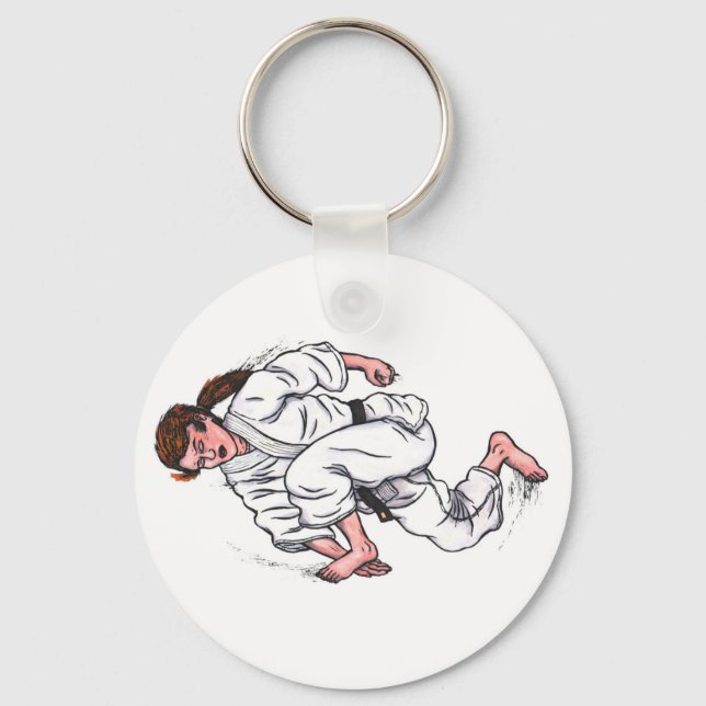 vattenfärgsmålare karatkvinna som hoppar ut nyckelring (Framsida)