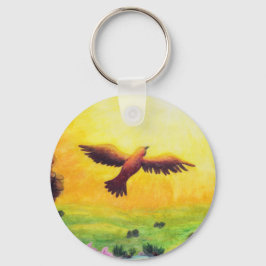 vattenfärgsmålarörn som stigning i vintagen nyckelring