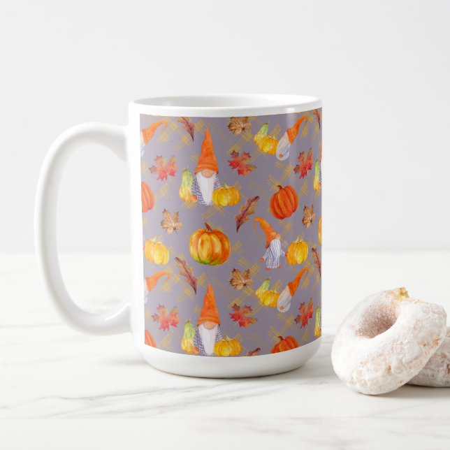 Vattenfärgsmällor, pumpa och Löv Kaffemugg (Med munk)