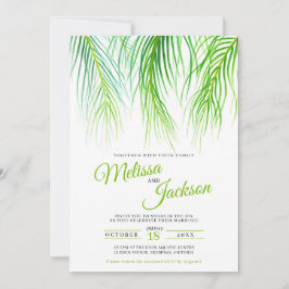 Vattenfärgsmålning bröllop vid Tropical handflatan Inbjudningar