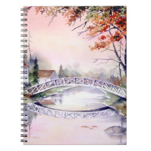 Vattenfärgsmålning för Arched Bridge Anteckningsbok